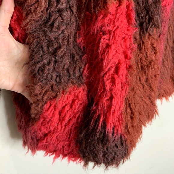 NEW IRO Sechura Patchwork-Effect Faux Fur Jacket *Mixed Red* Sz FR 44 / US 12 - Picture 9 of 16